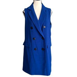 ZARA ROYAL BLUE DOUBLE BREASTED SLEEVLESS JACKET-DRESS , SZ.M